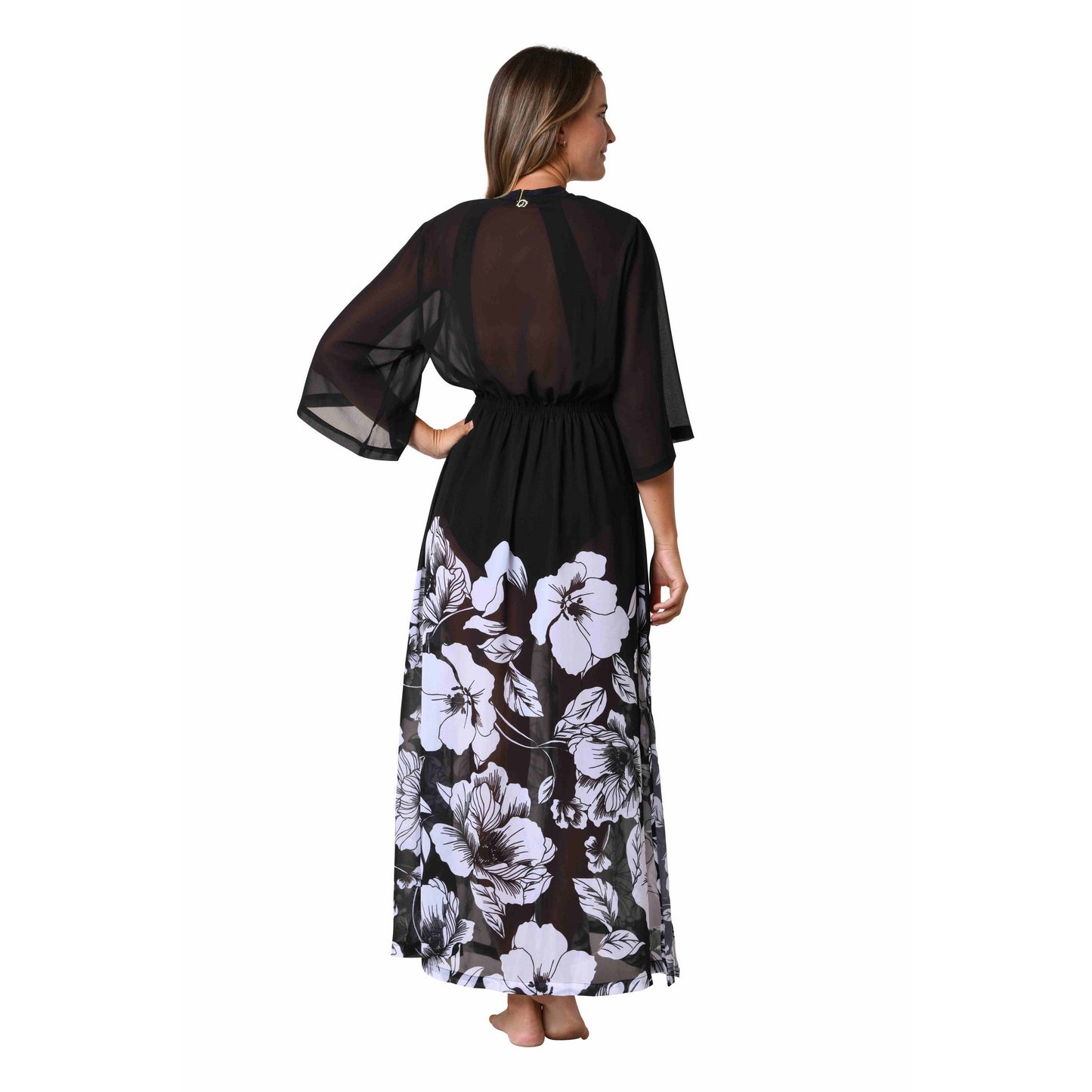 JANTZEN BLACK FLORAL COVER-UP