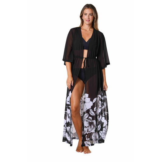 JANTZEN BLACK FLORAL COVER-UP