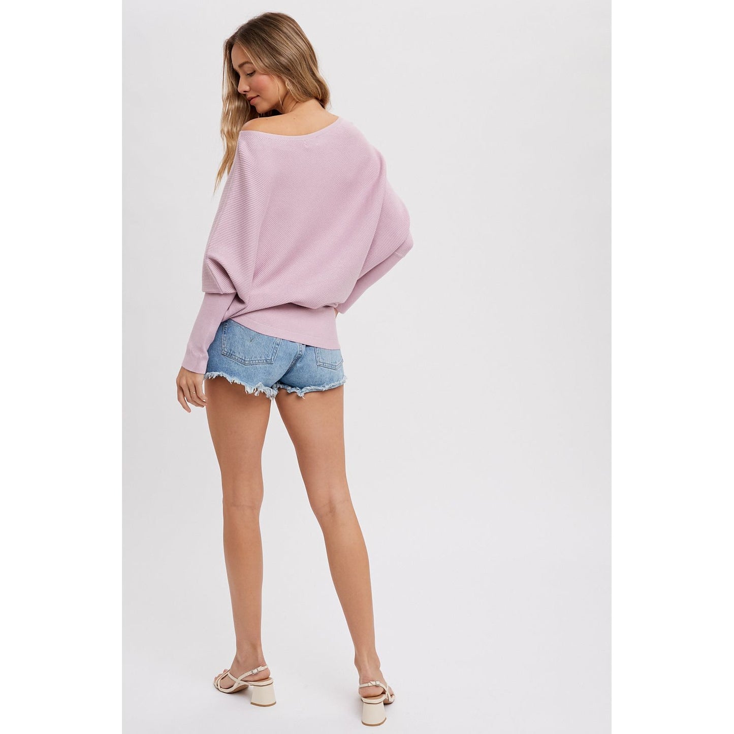 Asymmetrical Open Shoulder Dolman Pullover