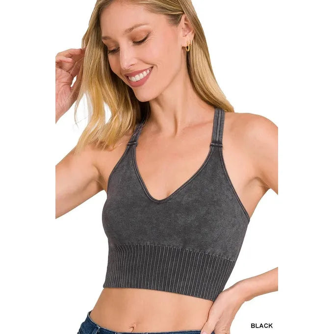 Washed Crisscross Strap Back Seamless Tank Top