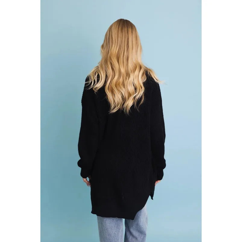 Cozy Open-Front Waffle Knit Long Cardigan