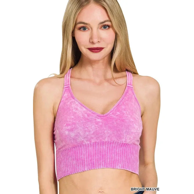 Washed Crisscross Strap Back Seamless Tank Top