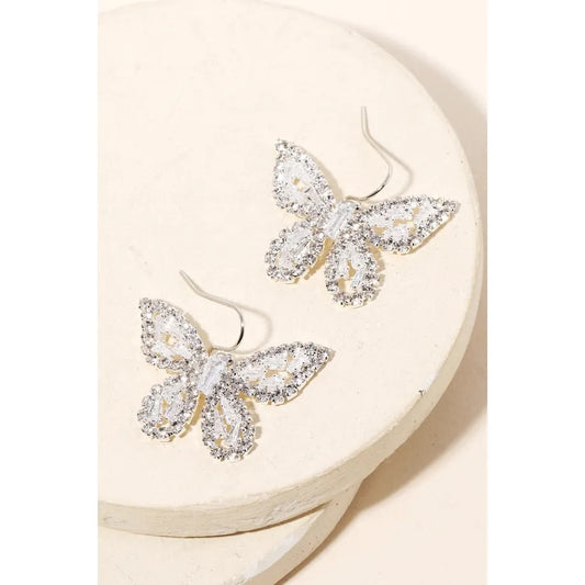 Pave Butterfly Drop Earrings