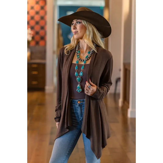 Soft Drape Open Front Cardigan