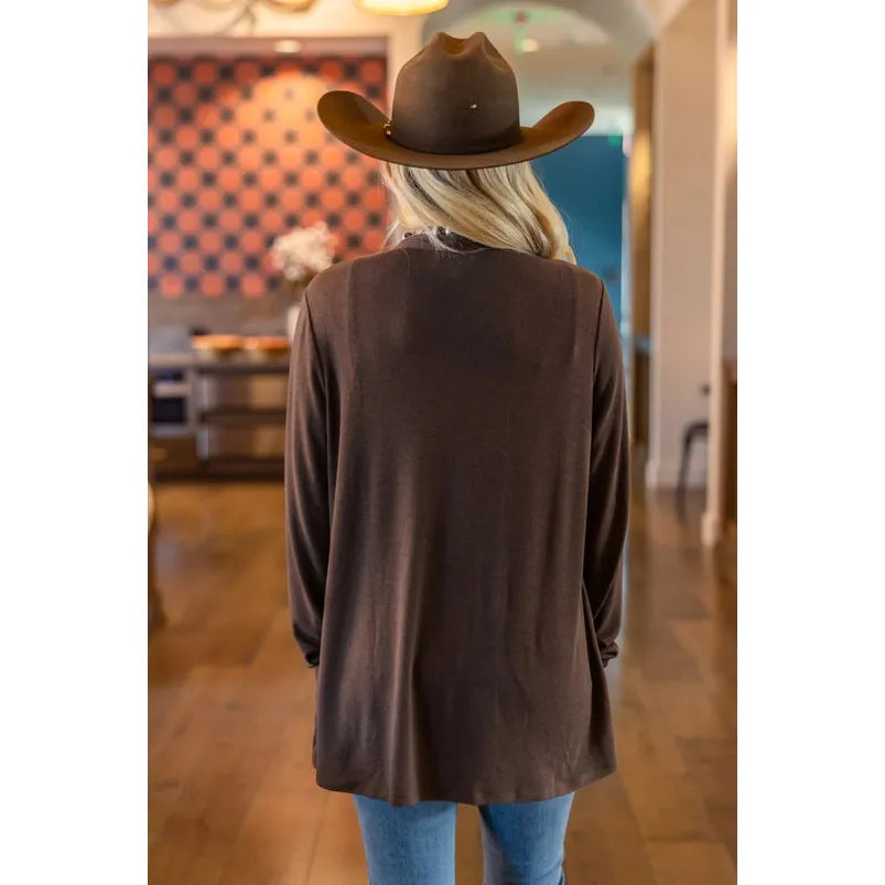 Soft Drape Open Front Cardigan