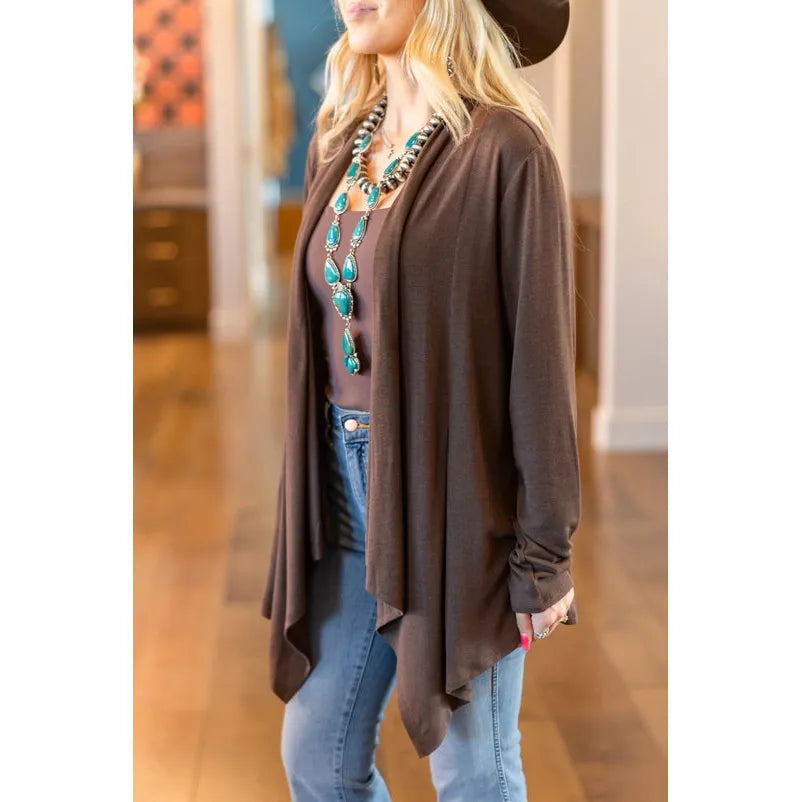 Soft Drape Open Front Cardigan