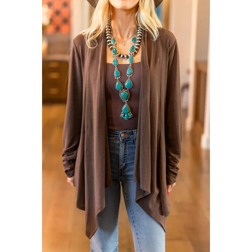 Soft Drape Open Front Cardigan