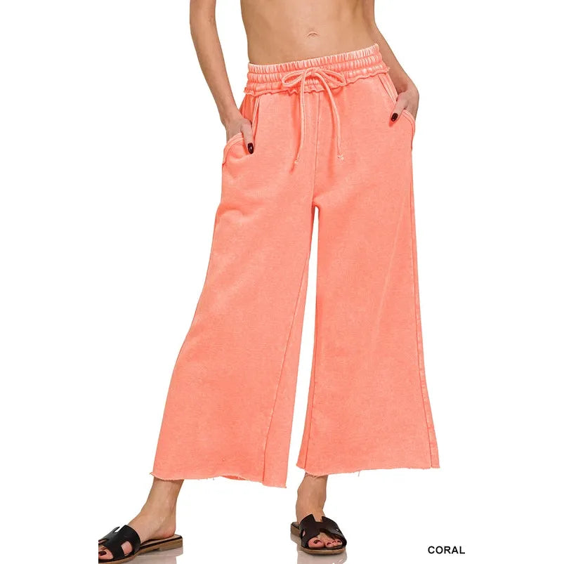 Fleece Palazzo Sweatpants with Pockets