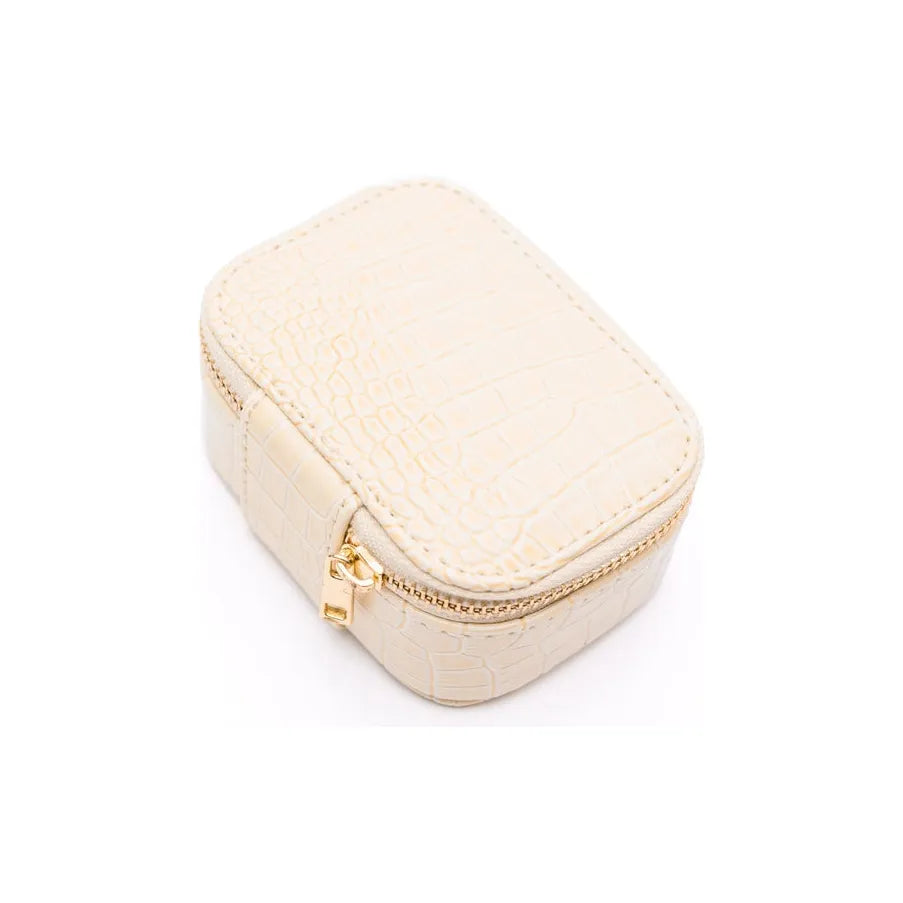 Travel Jewelry Case in Cream Snakeskin