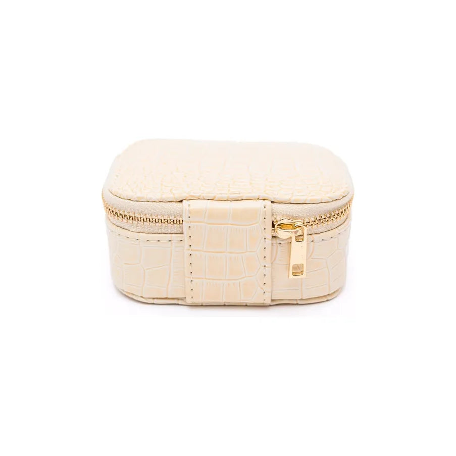 Travel Jewelry Case in Cream Snakeskin
