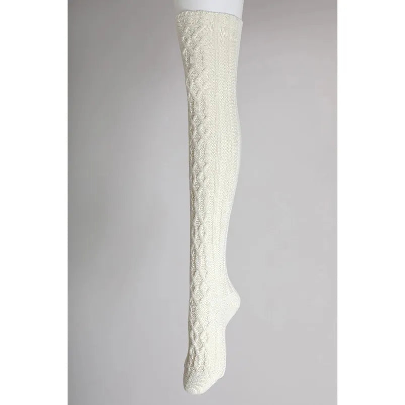 Cozy Thigh-High Cable Knit Socks