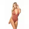 Solid Corss Tie Back One Piece Swimsuit