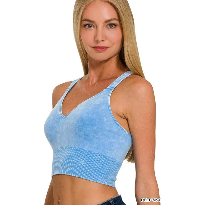 Washed Crisscross Strap Back Seamless Tank Top
