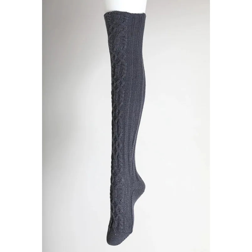 Cozy Thigh-High Cable Knit Socks