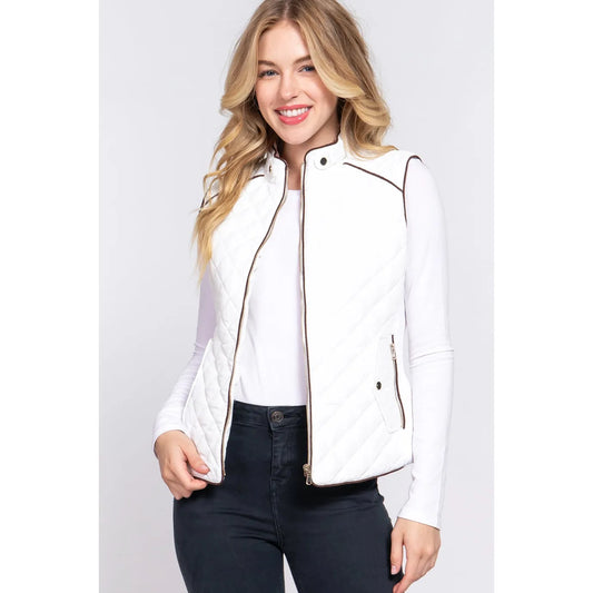 Suede Piping Detailed Vest