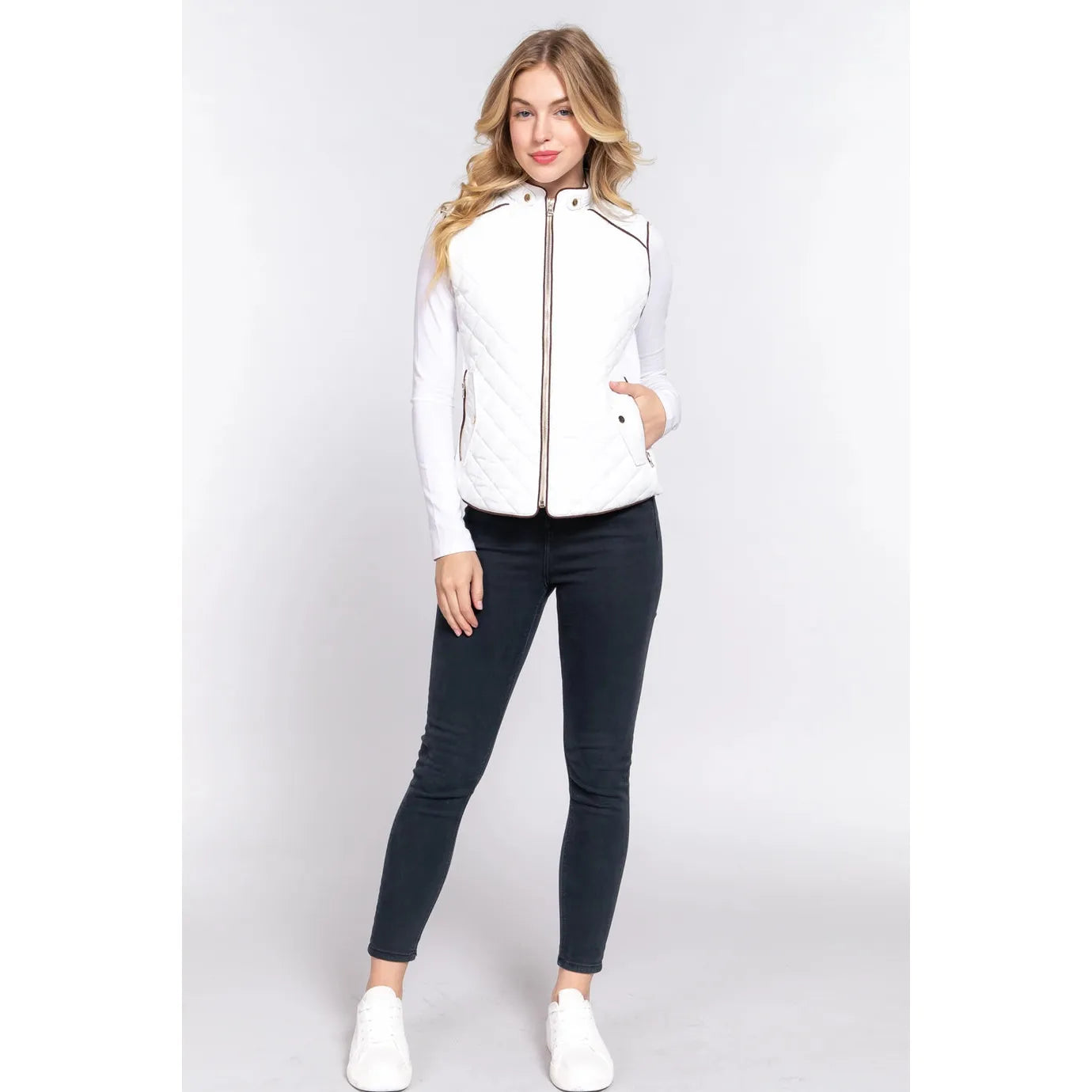 Suede Piping Detailed Vest