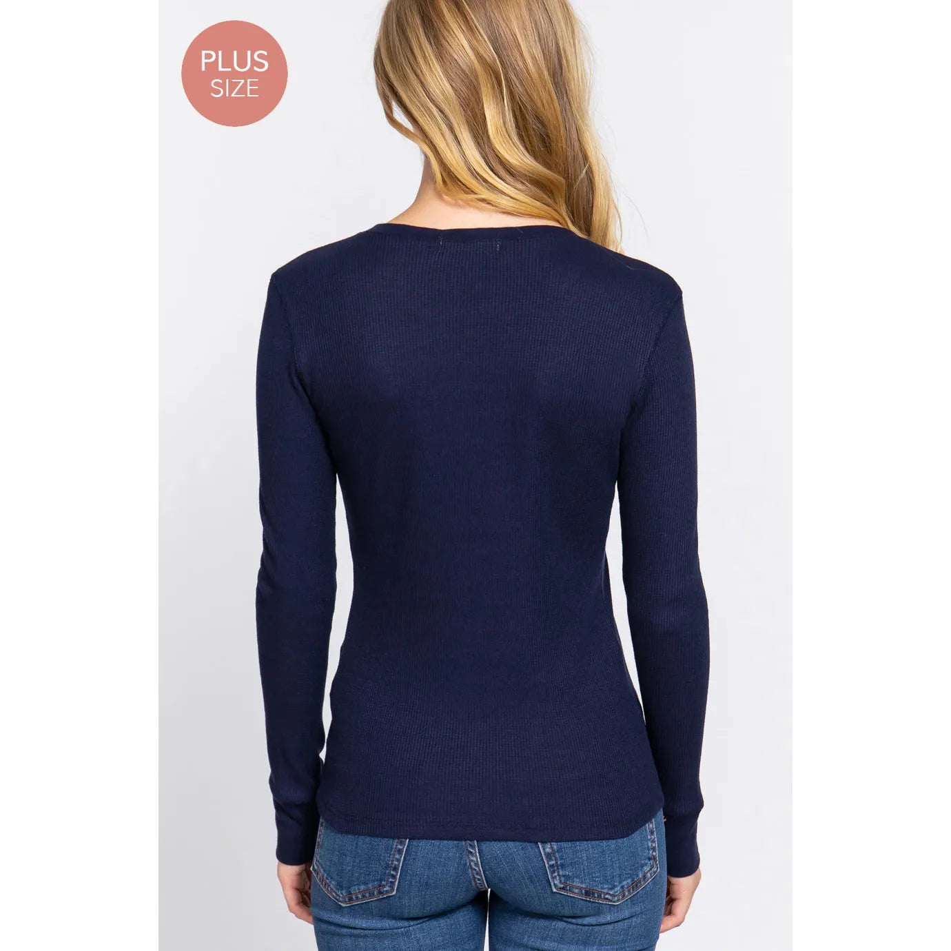 Long Sleeve Crew Neck Thermal Knit Top