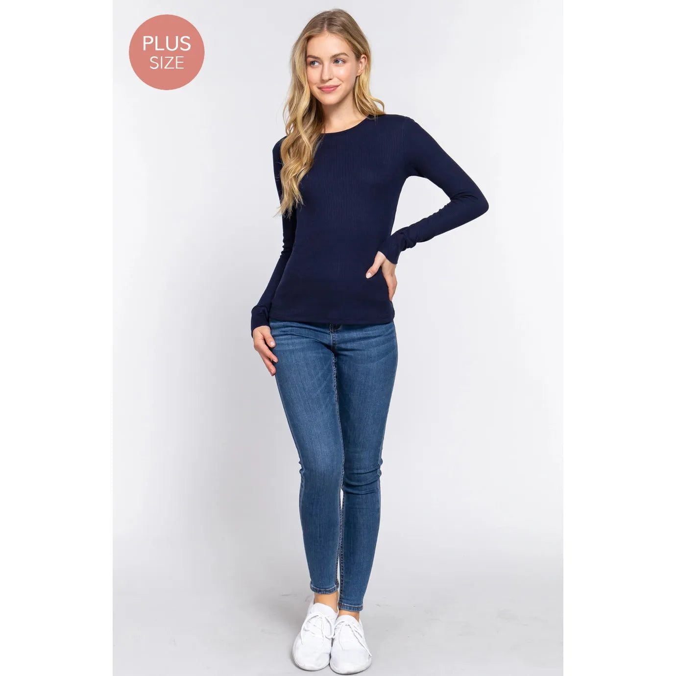 Long Sleeve Crew Neck Thermal Knit Top