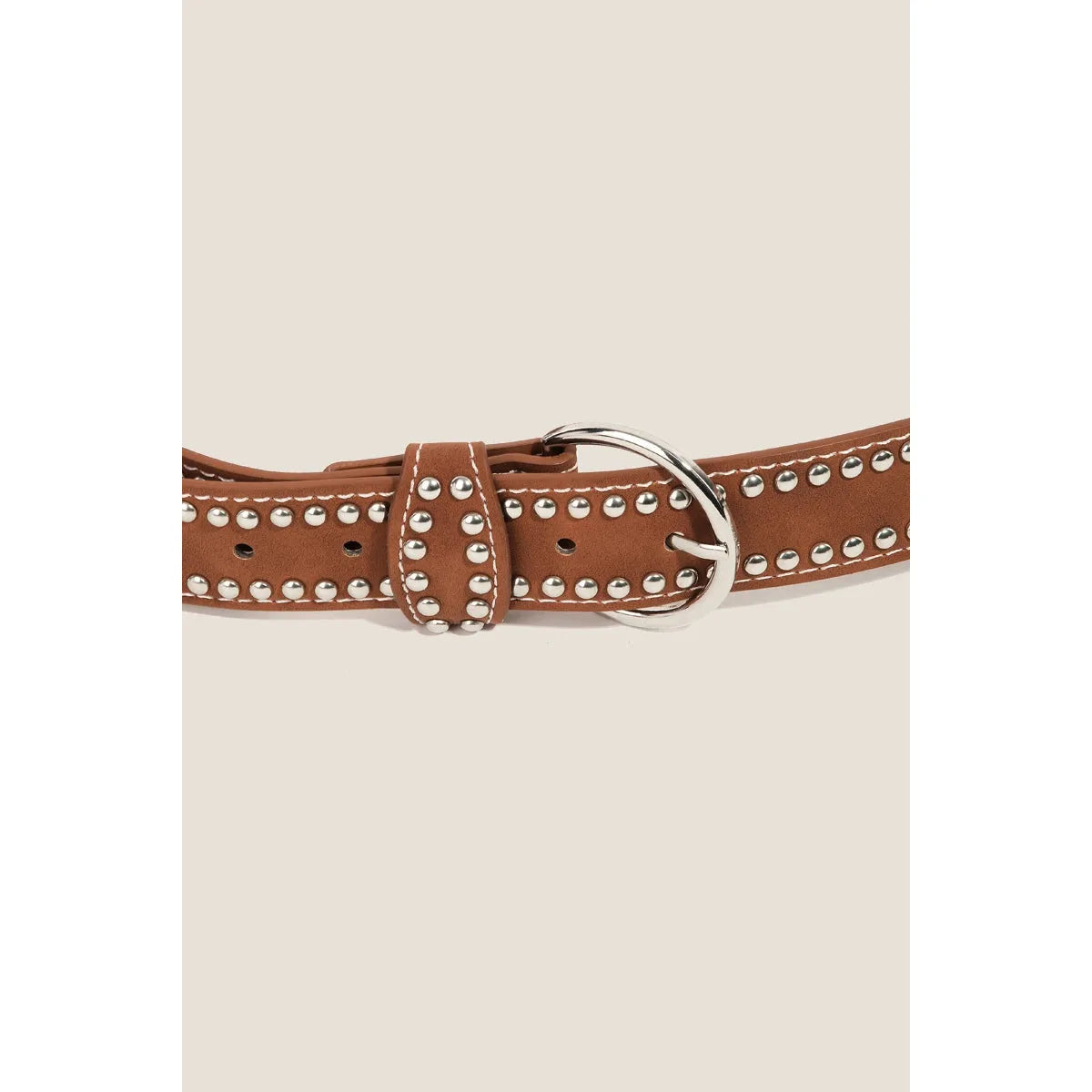 Studded Western Trim Faux Leather Wavy Belt