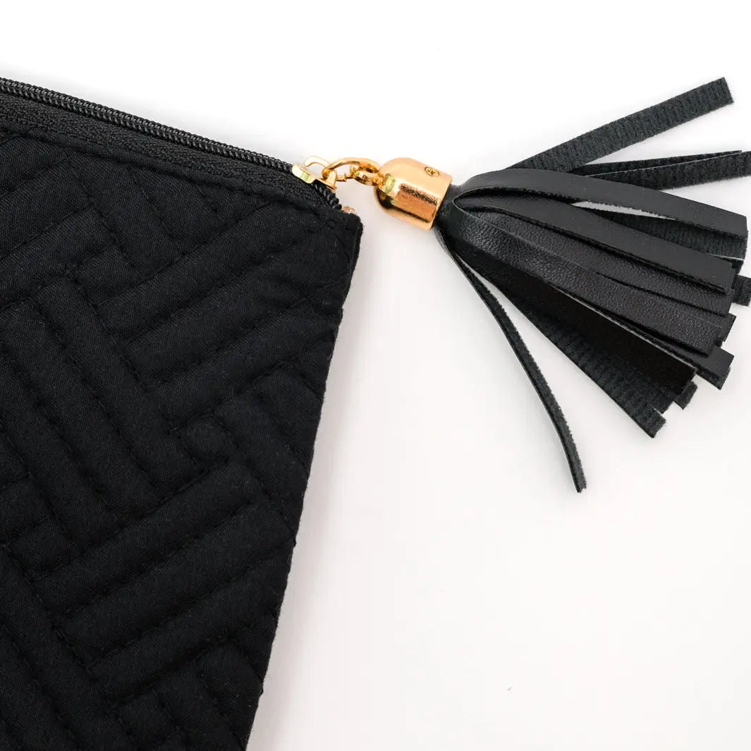 Quilted Travel Zip Pouch in Black