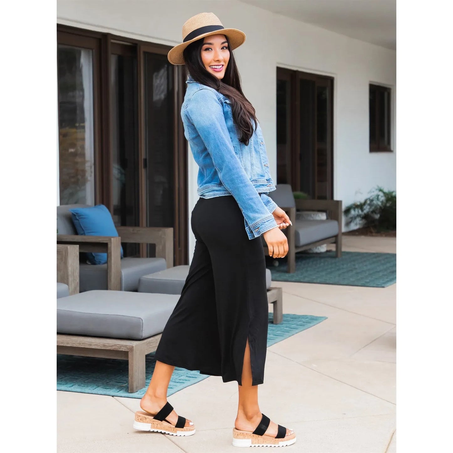 Cropped Split Hem Leanne Pants