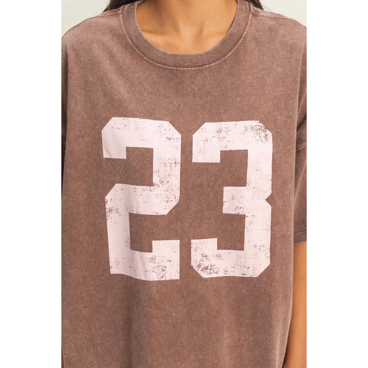 Mineral Washed Oversized Number Graphic T-Shirt