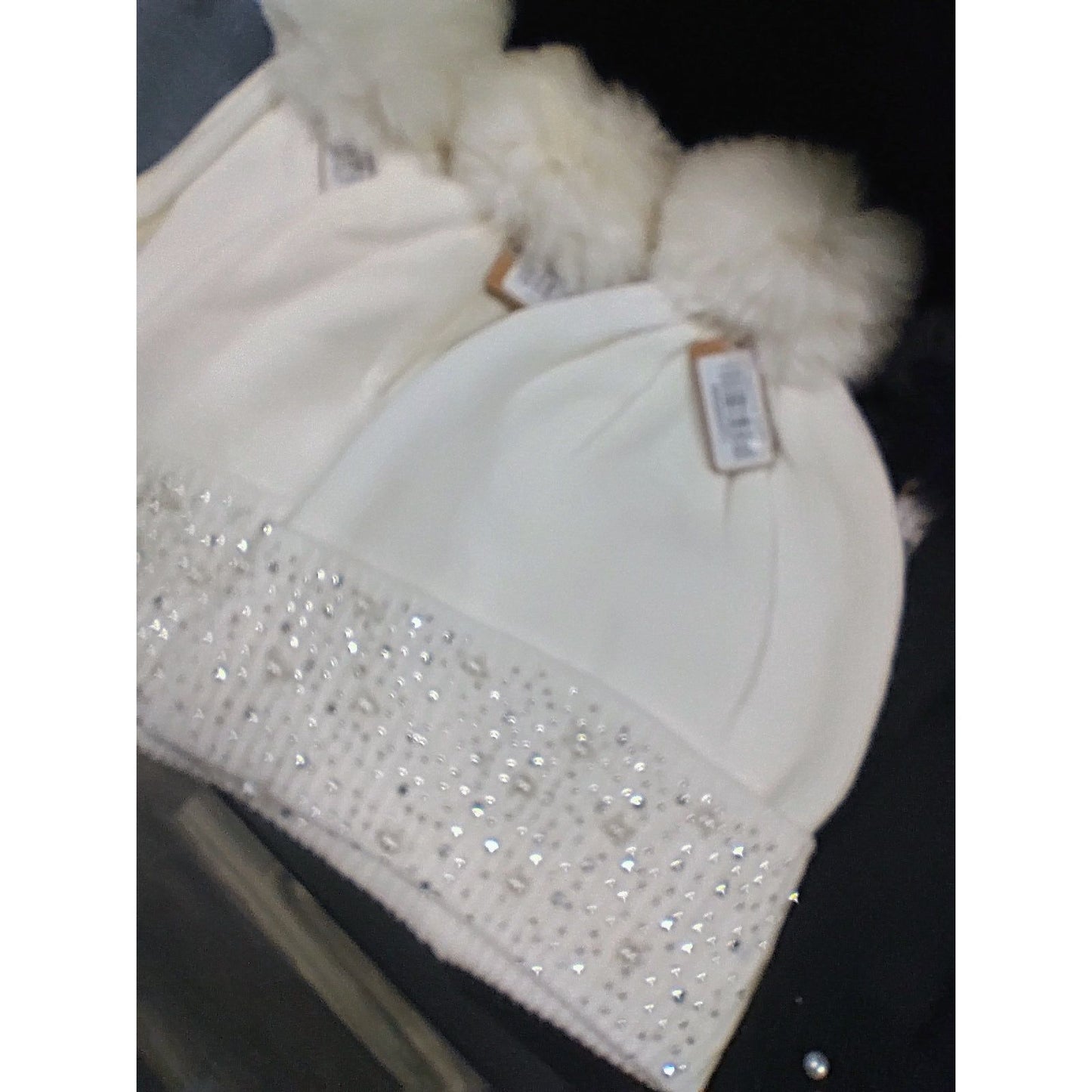 Bejeweled Ribbed Pom Beanie