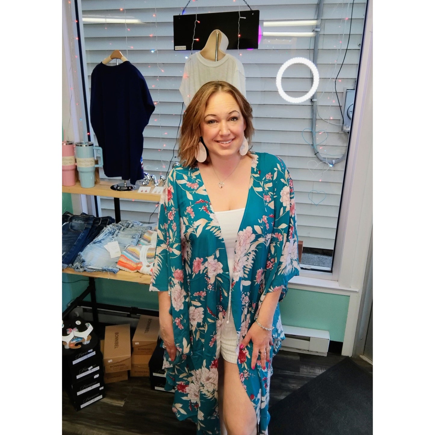 Flowing Floral Kimono with flutter sleeves
