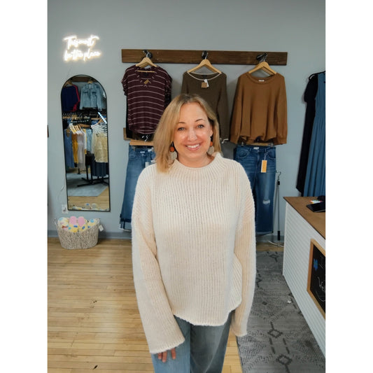 Mock Neck Long Sleeve Oversized Knit Sweater