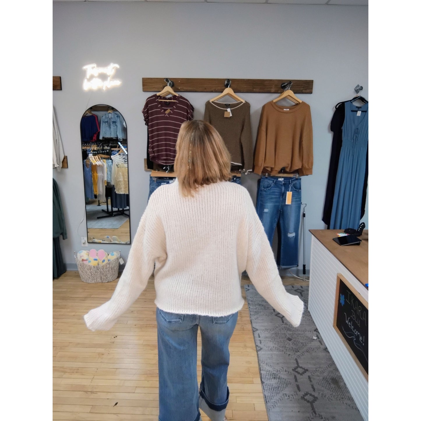 Mock Neck Long Sleeve Oversized Knit Sweater