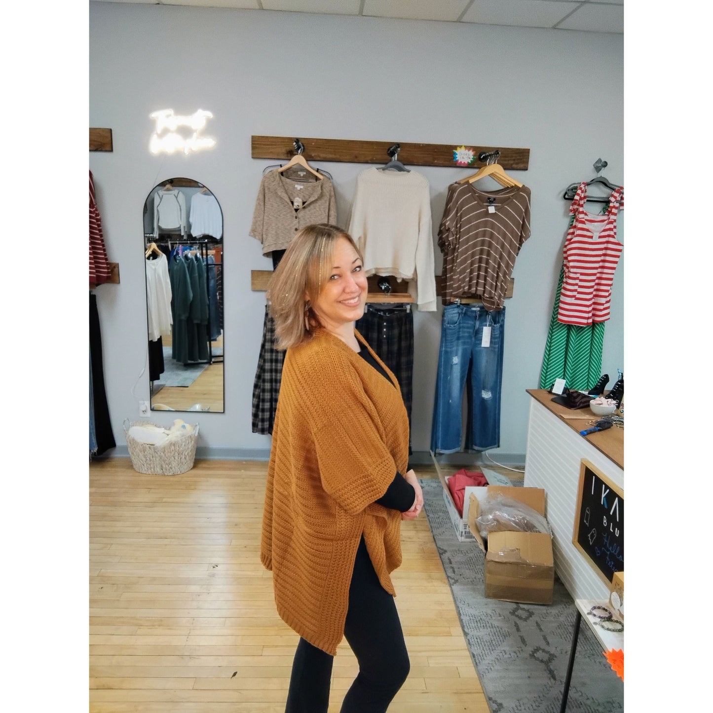 Fashionable Ridged Rib Knit Ruana