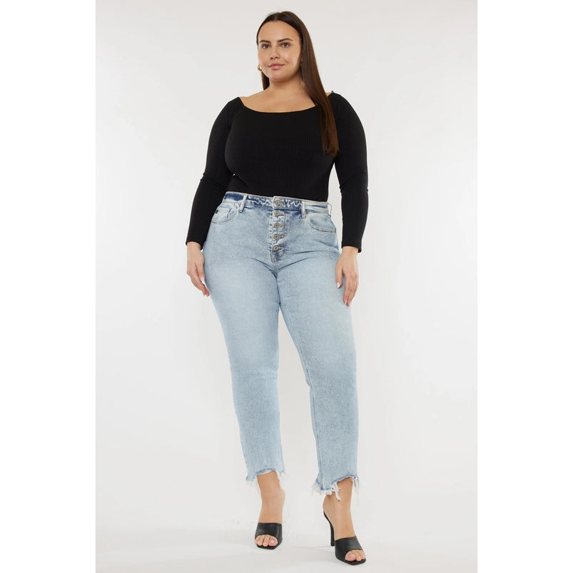 PLUS HIGH RISE SLIM STRAIGHT JEANS