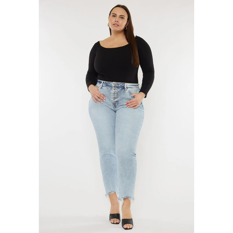 PLUS HIGH RISE SLIM STRAIGHT JEANS