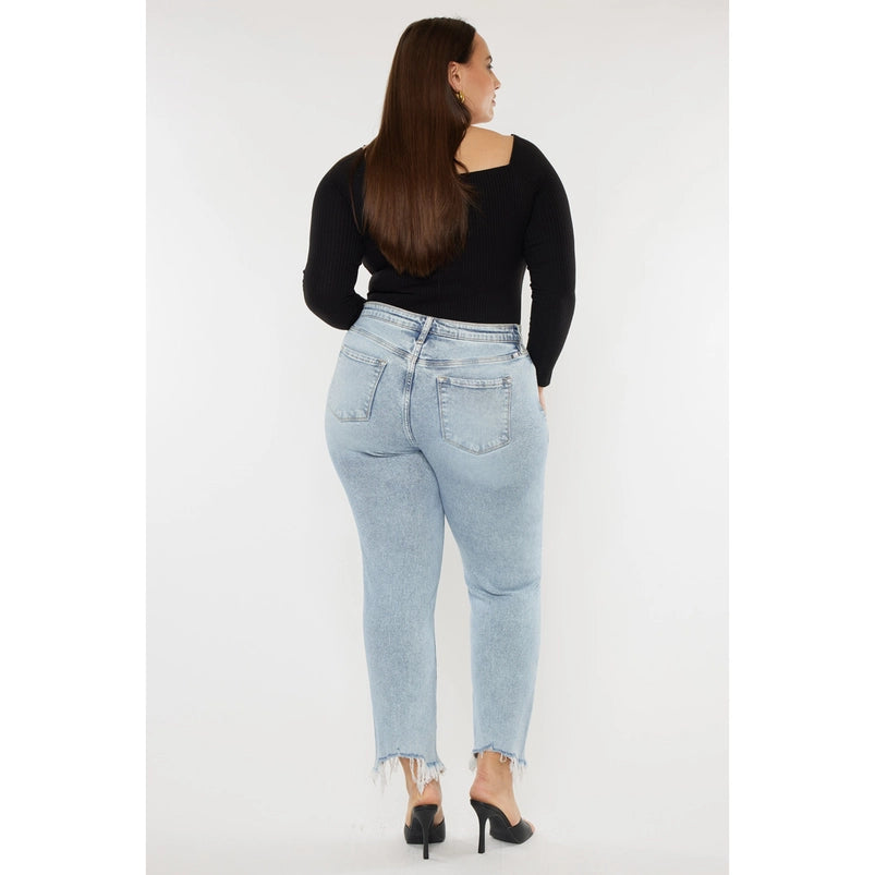 PLUS HIGH RISE SLIM STRAIGHT JEANS