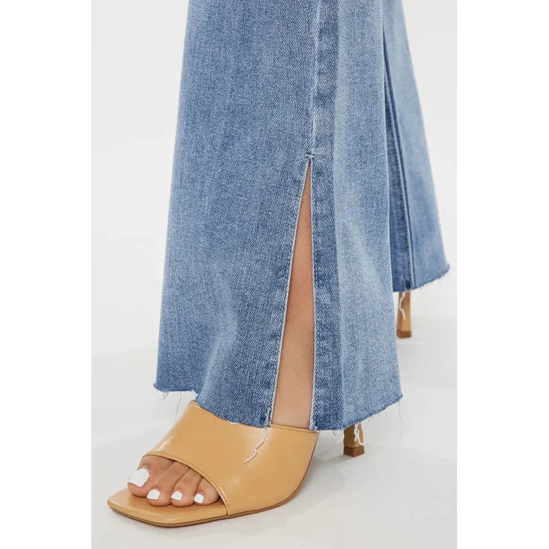 Kancan MID RISE DOUBLE WAIST BAND FLARE JEANS