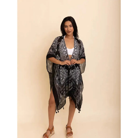 Versatile Kimono Cardigan with Tassels