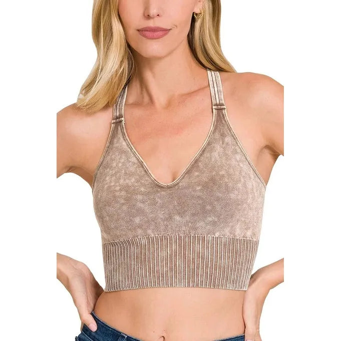 Washed Crisscross Strap Back Seamless Tank Top