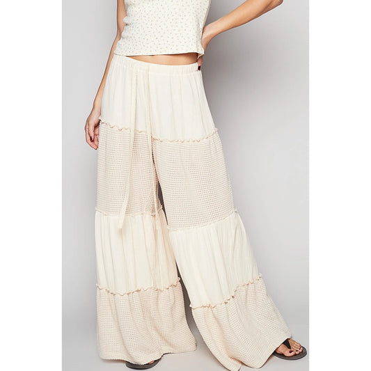 Raw Edge Double Gauze Solid Wide Pants (2colors)
