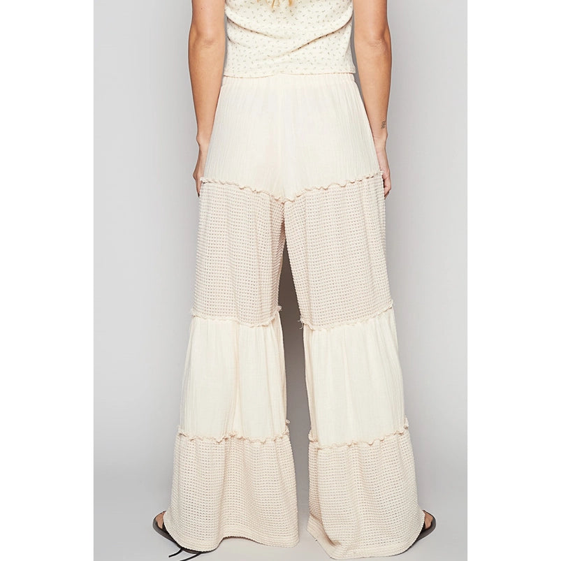 Raw Edge Double Gauze Solid Wide Pants