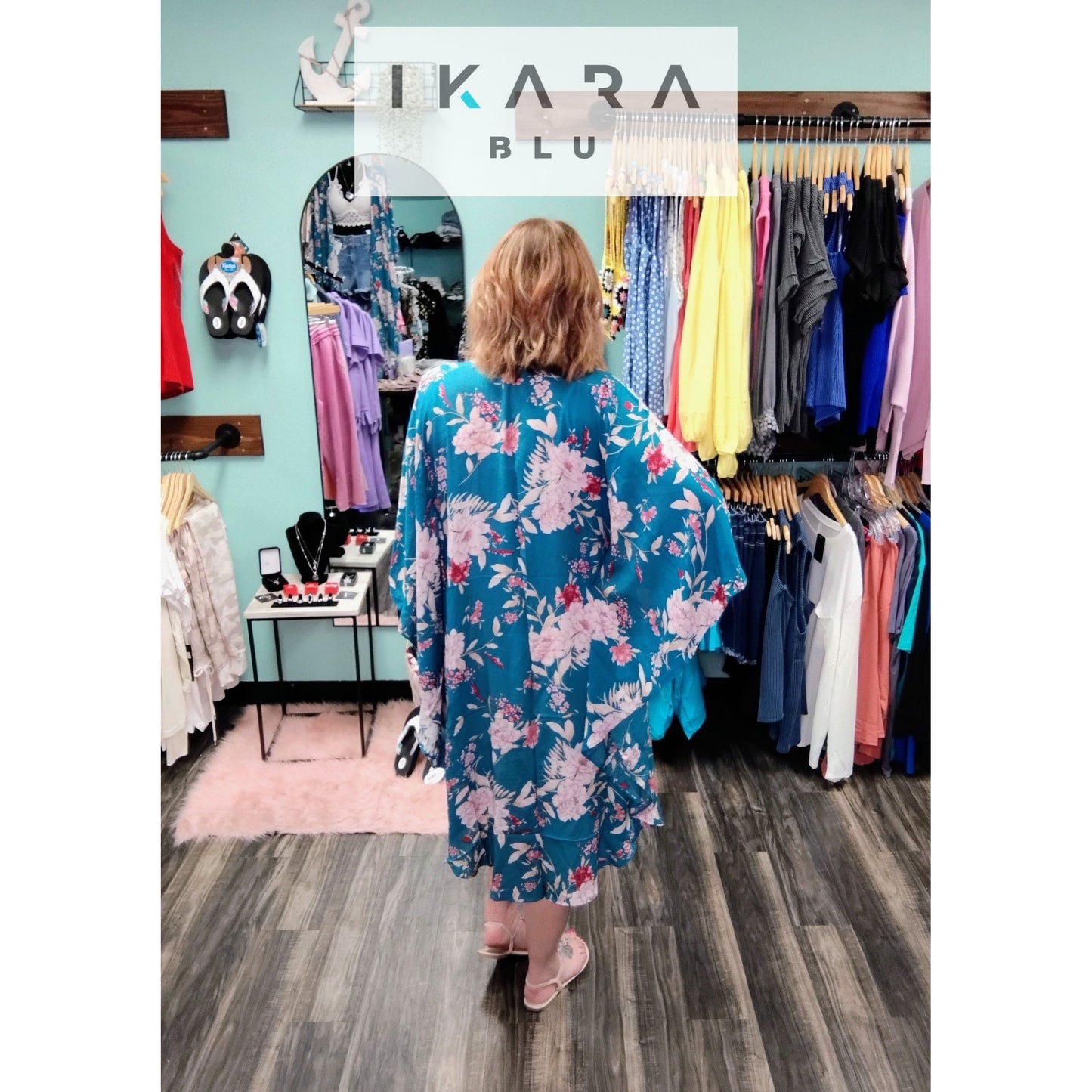 Flowing Floral Kimono with flutter sleeves