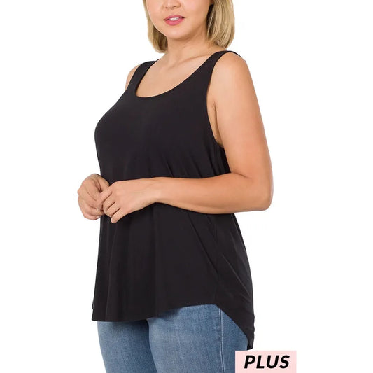Plus Sleeveless Round Hem Top