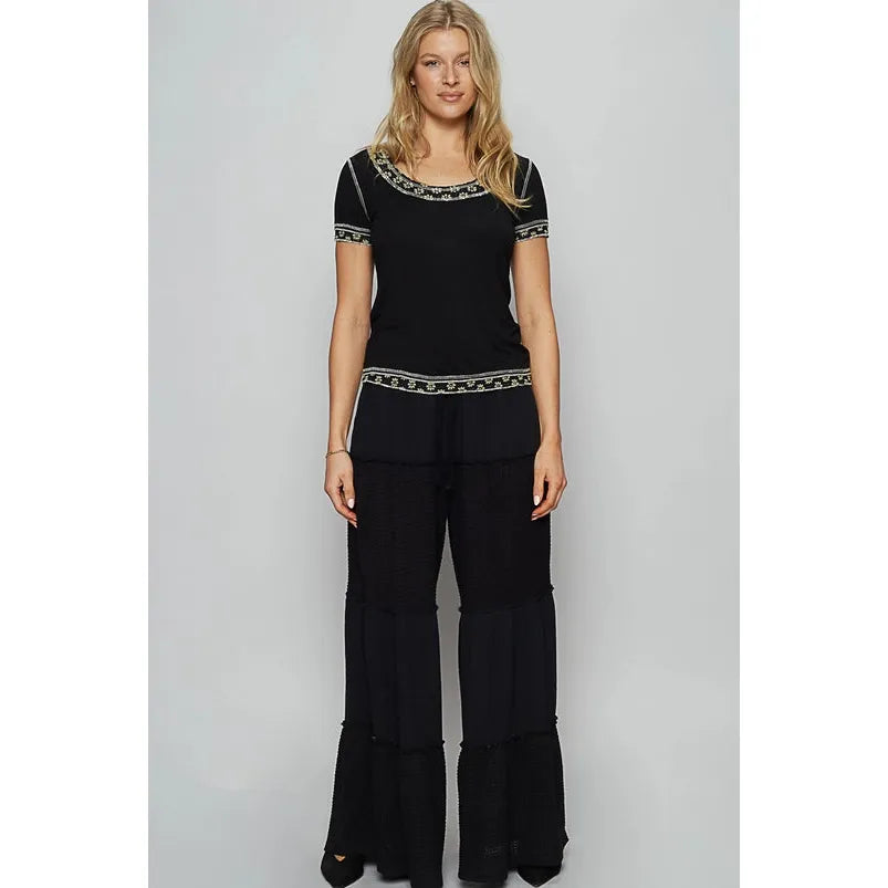 Raw Edge Double Gauze Solid Wide Pants (2colors)