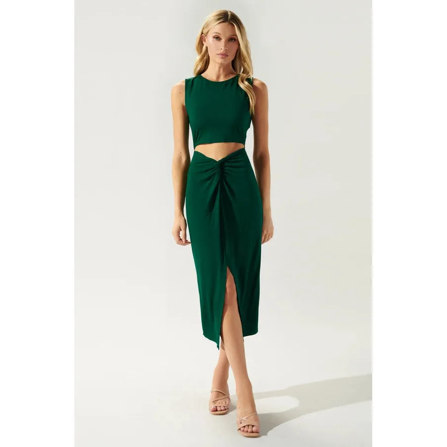 Raya Cut Out Twist Front Jersey Knit Dress