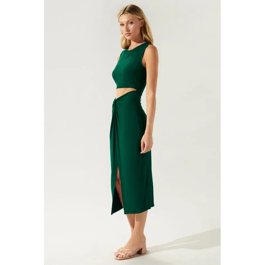 Raya Cut Out Twist Front Jersey Knit Dress