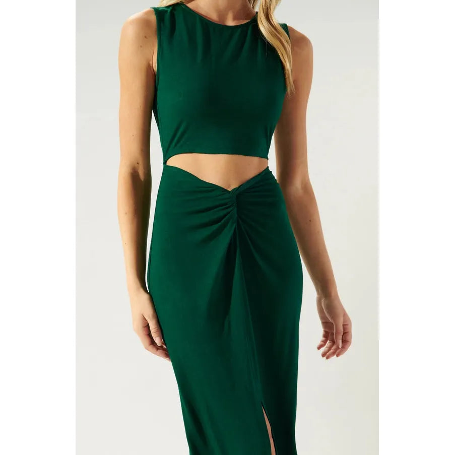 Raya Cut Out Twist Front Jersey Knit Dress