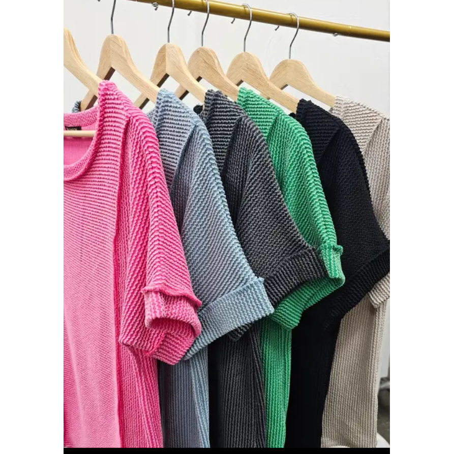 Top Stitch Rib Knit T-Shirt