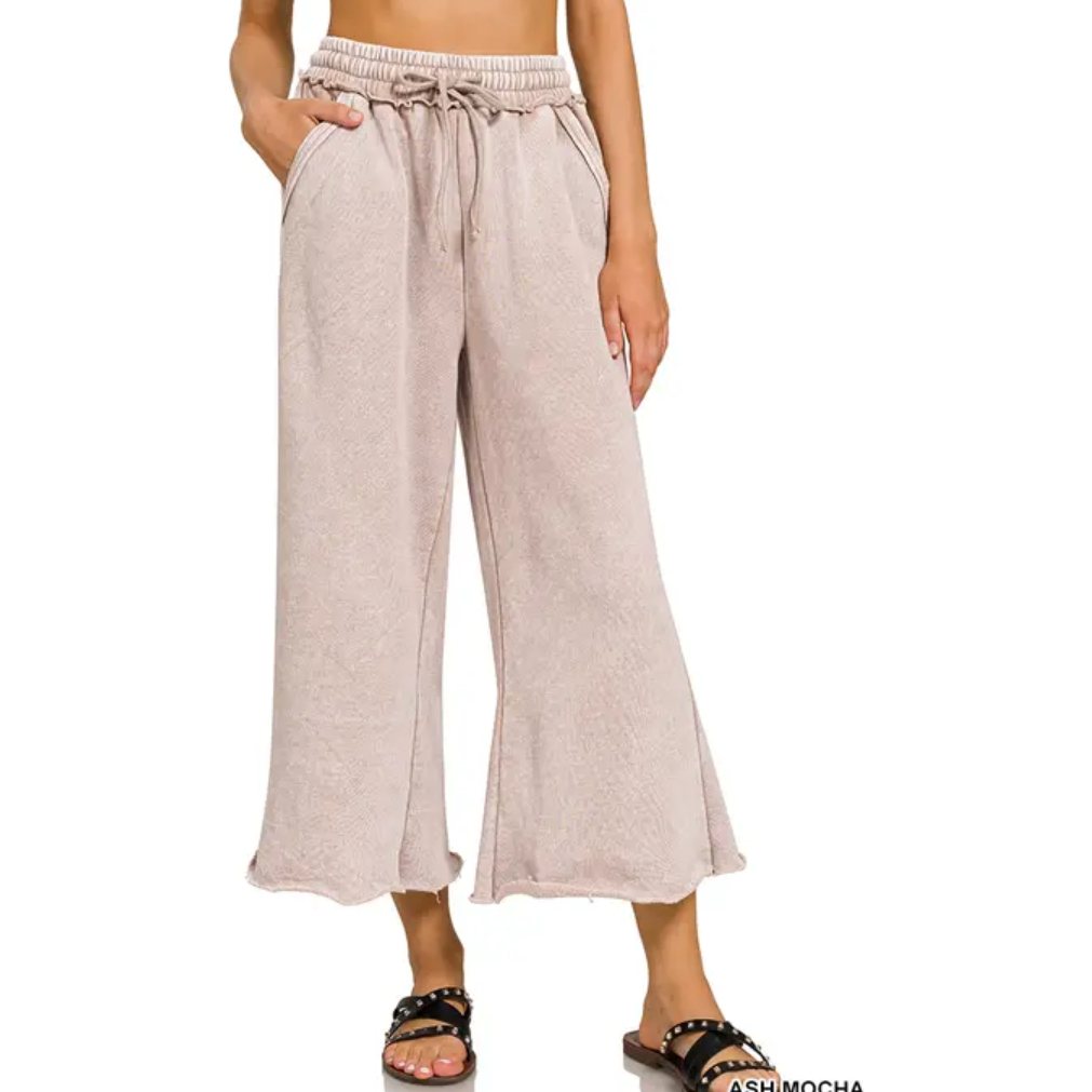 Fleece Palazzo Sweatpants with Pockets