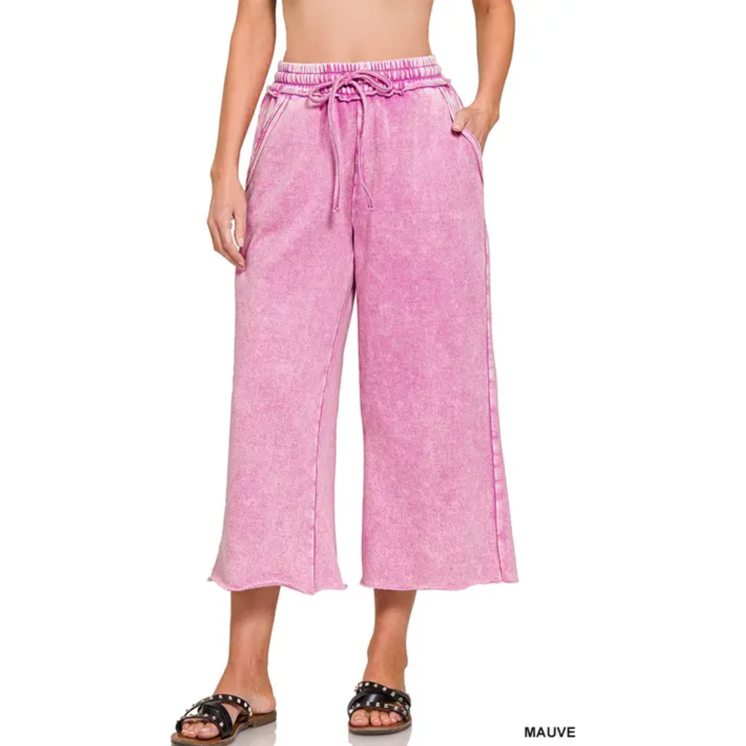 Fleece Palazzo Sweatpants with Pockets