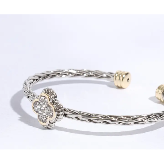 CZ multi toned twisted cuff bracelet