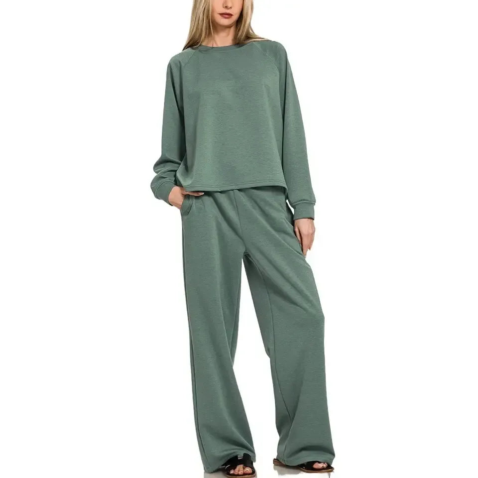 Scuba Crewneck Pullover and Pants 2 Pieces Set